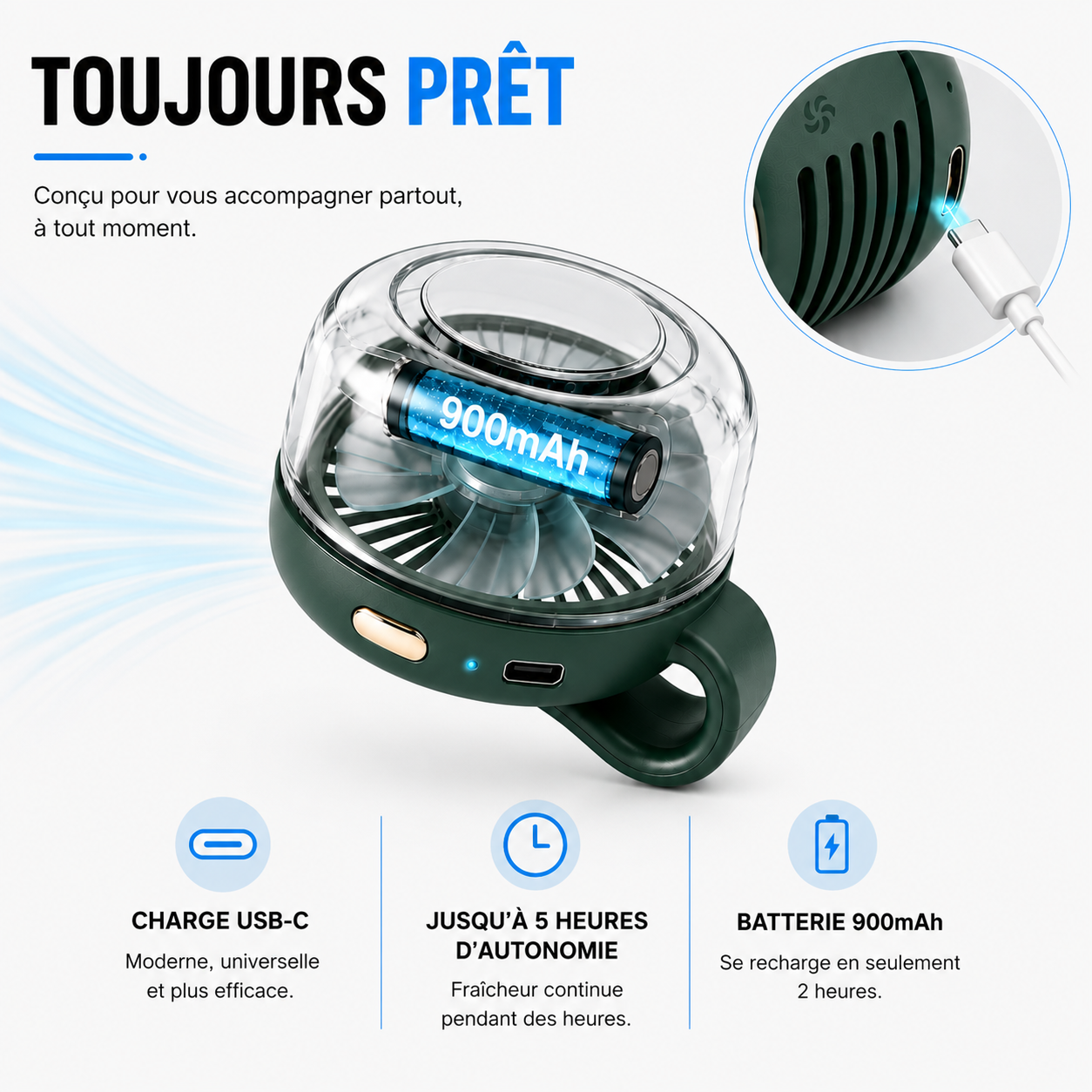 HydraAir™ | Ventilateur Clip Portable — Mains Libres