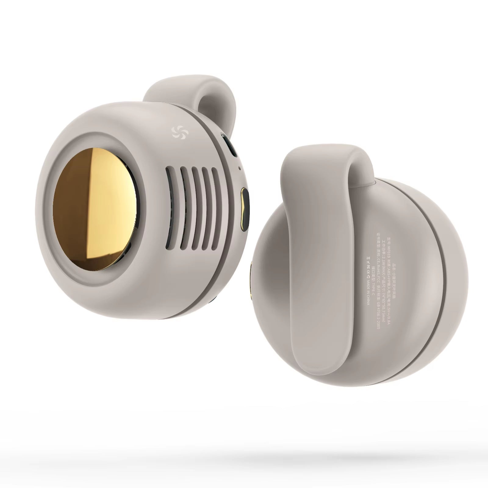 MF019 Mini Whirlwind Portable Snap on Charging Fan Waist Clip Mini Whirlwind Fan 3-Speed Handsfree Silent Strong Wind