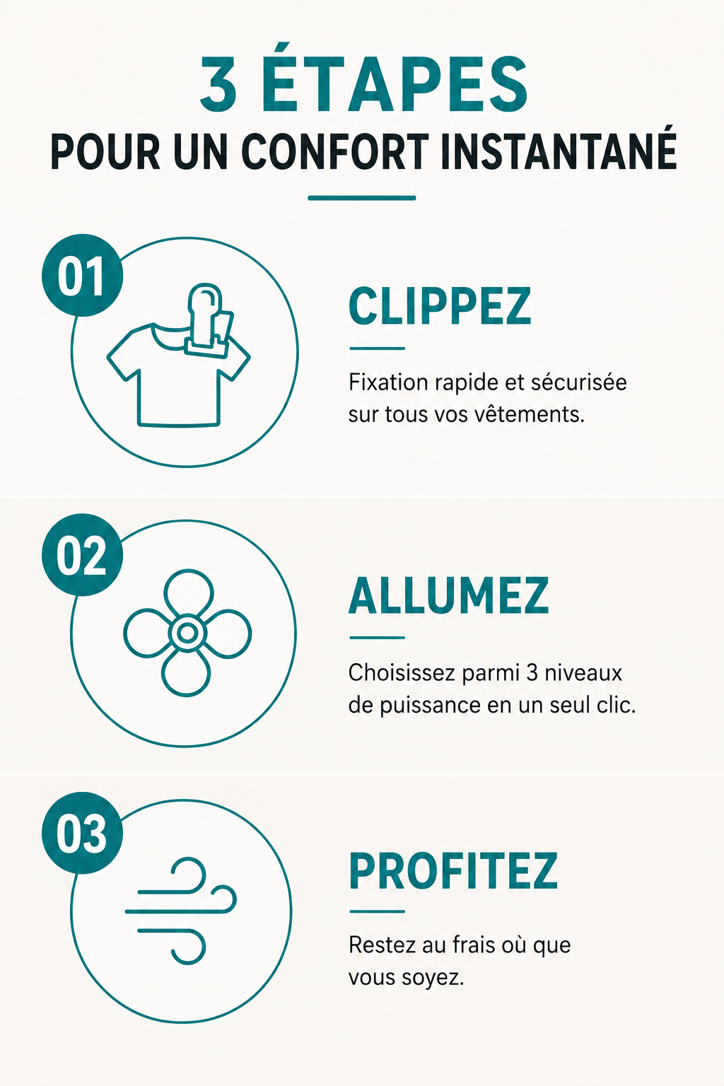 HydraAir™ mini ventilateur clip – comment utiliser, facile à clipser sur vêtement